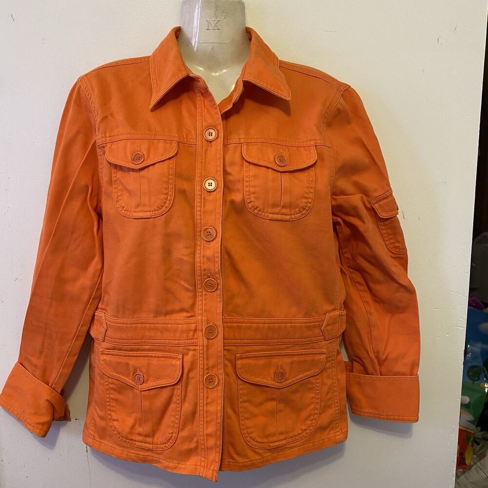 JonesNewYorkSport Jacket Women S Utility Chores Barn Work Outdoor Orange Canvas - Picture 6 of 10